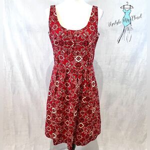 Scarlett red print pleated cotton dress size 8